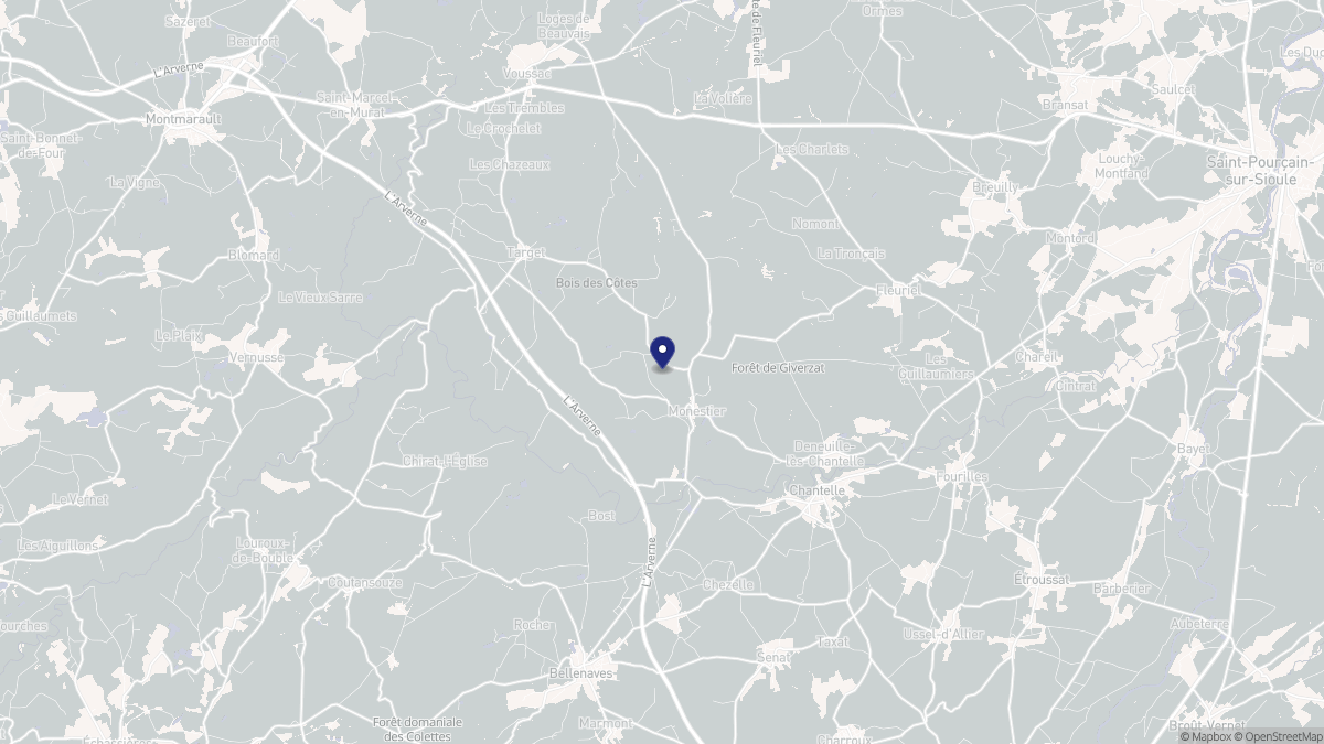 Aperçu cartographique de Monestier, centré sur la commune