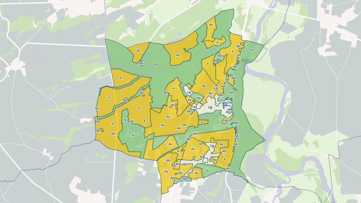 Aperçu cartographique de Monétay-sur-Allier, centré sur la commune