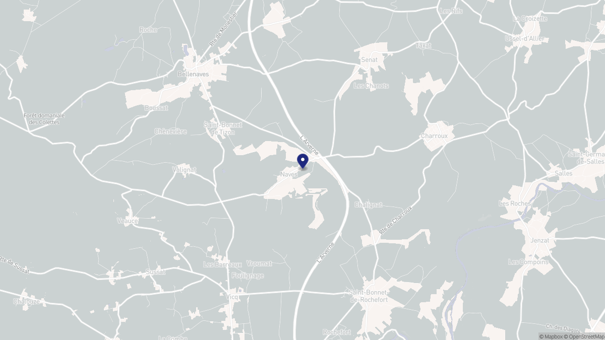 Aperçu cartographique de Naves, centré sur la commune