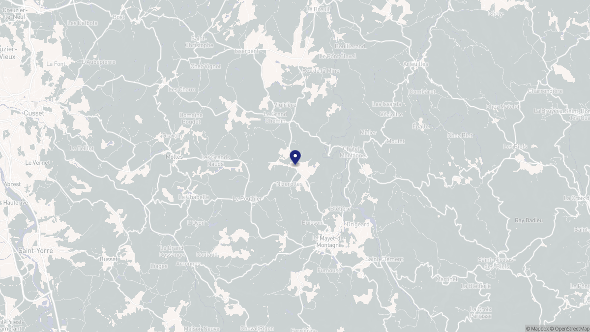 Aperçu cartographique de Nizerolles, centré sur la commune