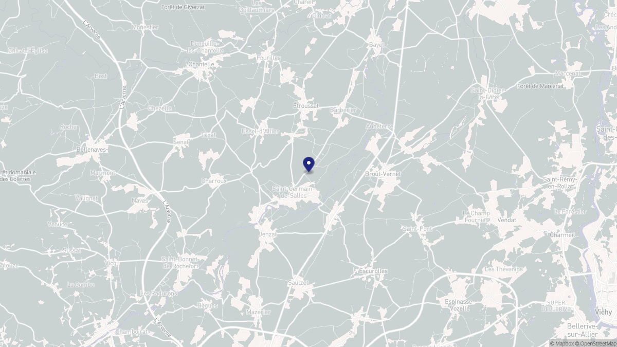 Aperçu cartographique de Saint-Germain-de-Salles, centré sur la commune