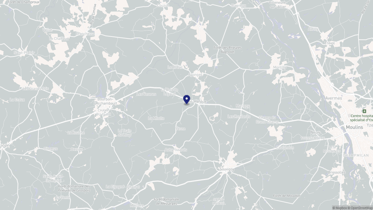 Aperçu cartographique de Saint-Menoux, centré sur la commune