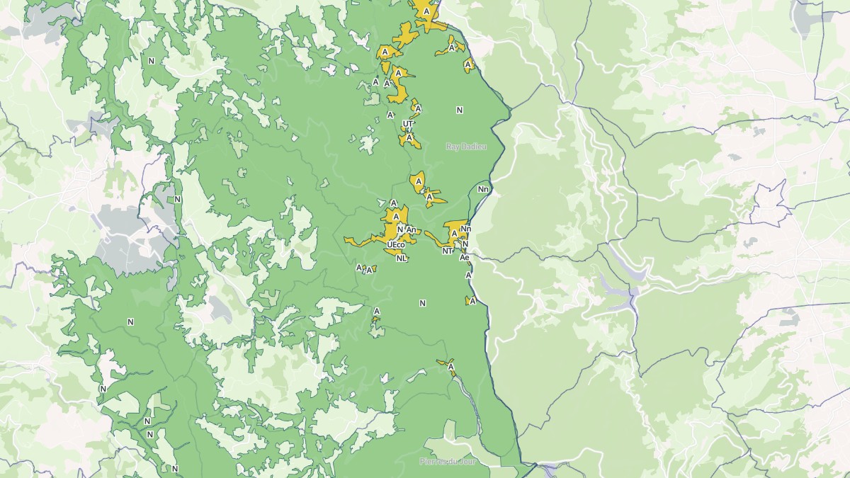 Aperçu cartographique de Saint-Nicolas-des-Biefs, centré sur la commune