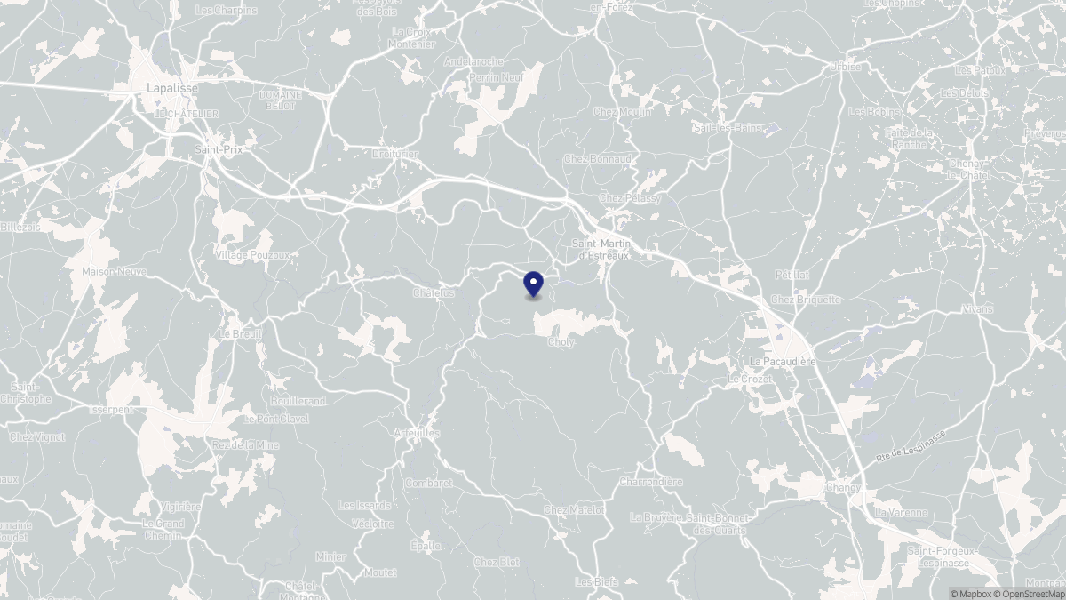 Aperçu cartographique de Saint-Pierre-Laval, centré sur la commune
