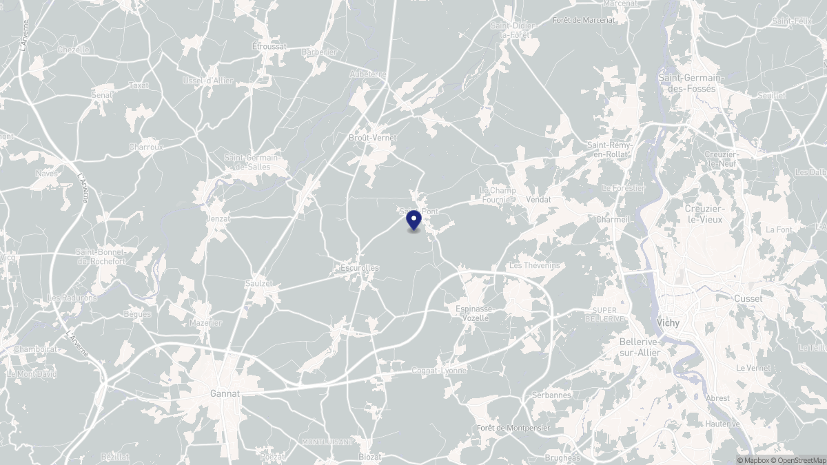 Aperçu cartographique de Saint-Pont, centré sur la commune