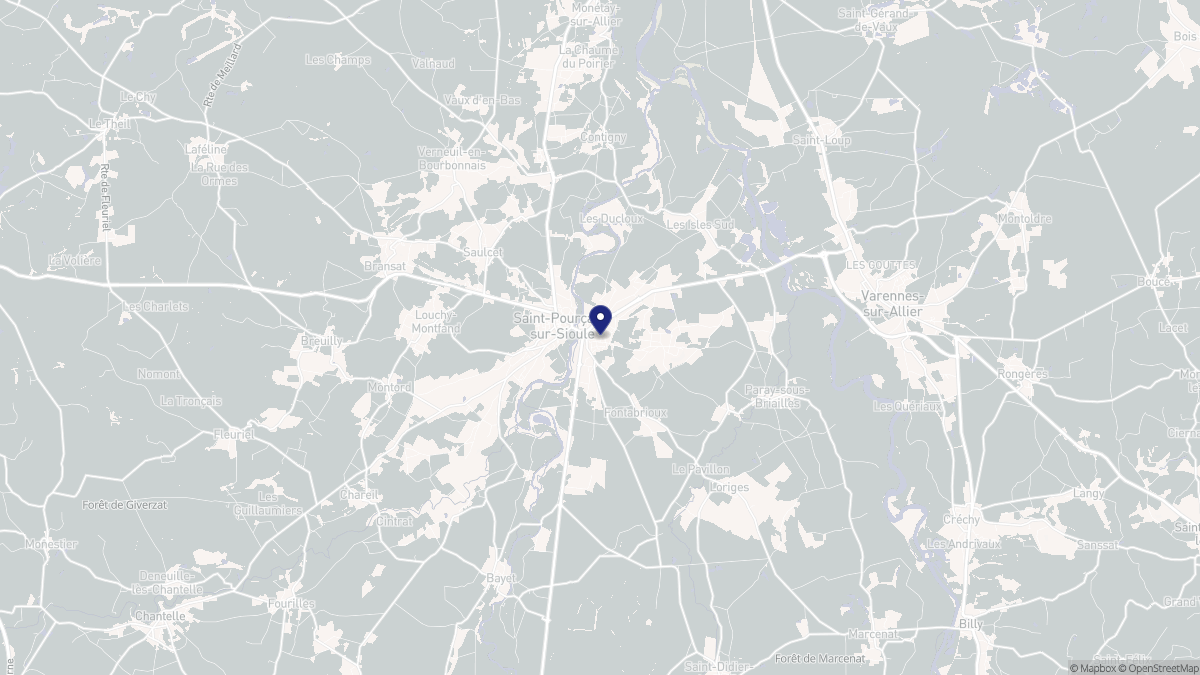 Aperçu cartographique de Saint-Pourçain-sur-Sioule, centré sur la commune