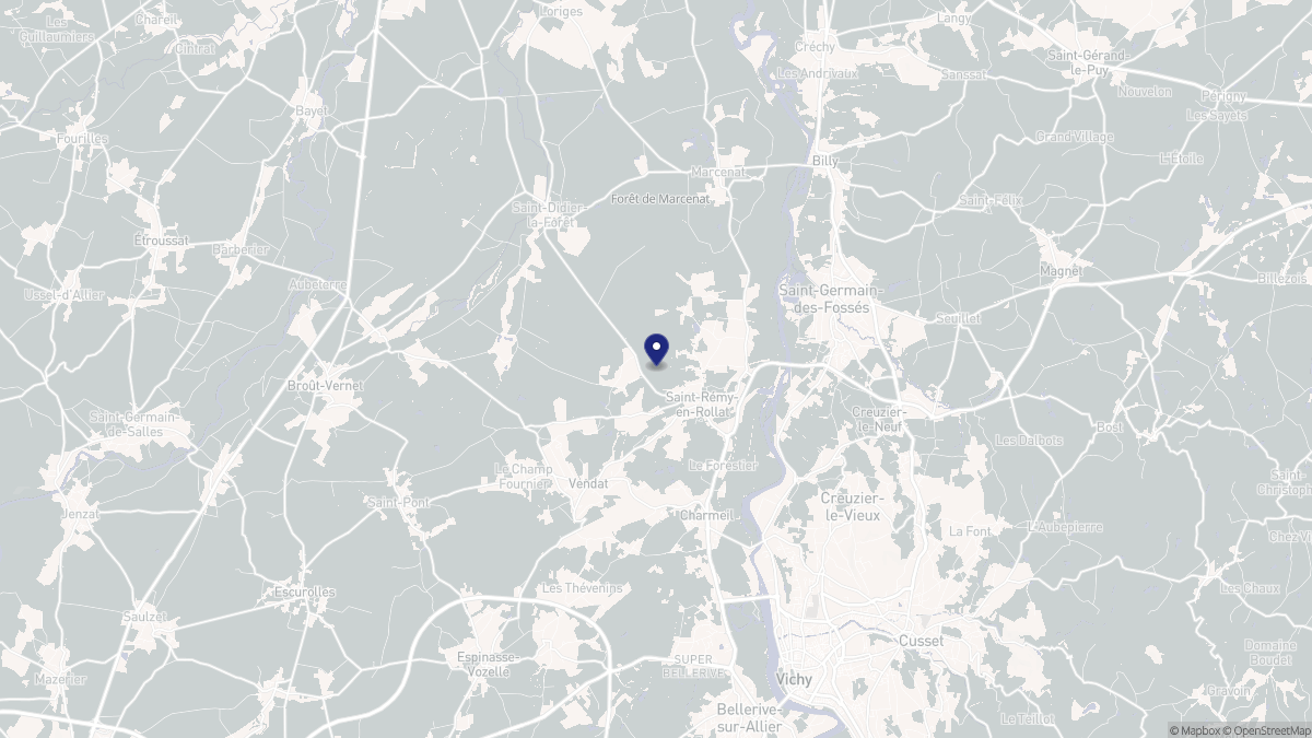 Aperçu cartographique de Saint-Rémy-en-Rollat, centré sur la commune