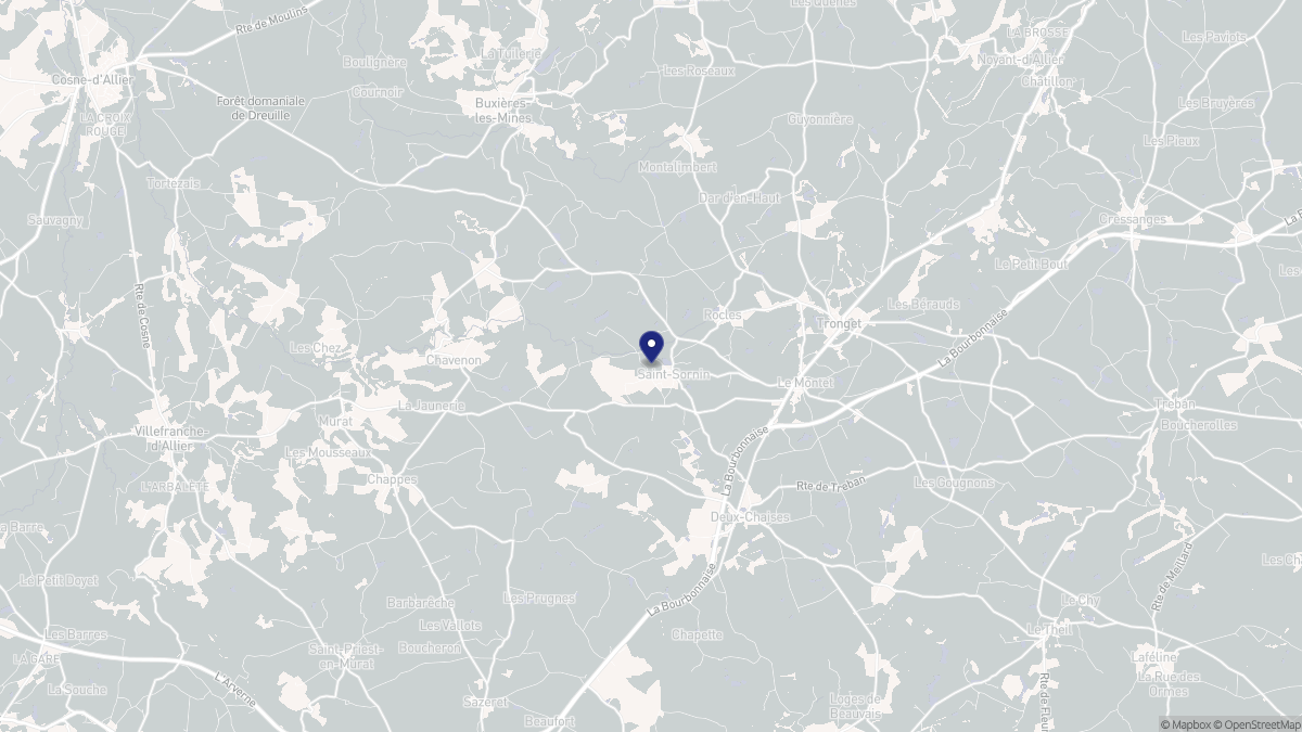 Aperçu cartographique de Saint-Sornin, centré sur la commune