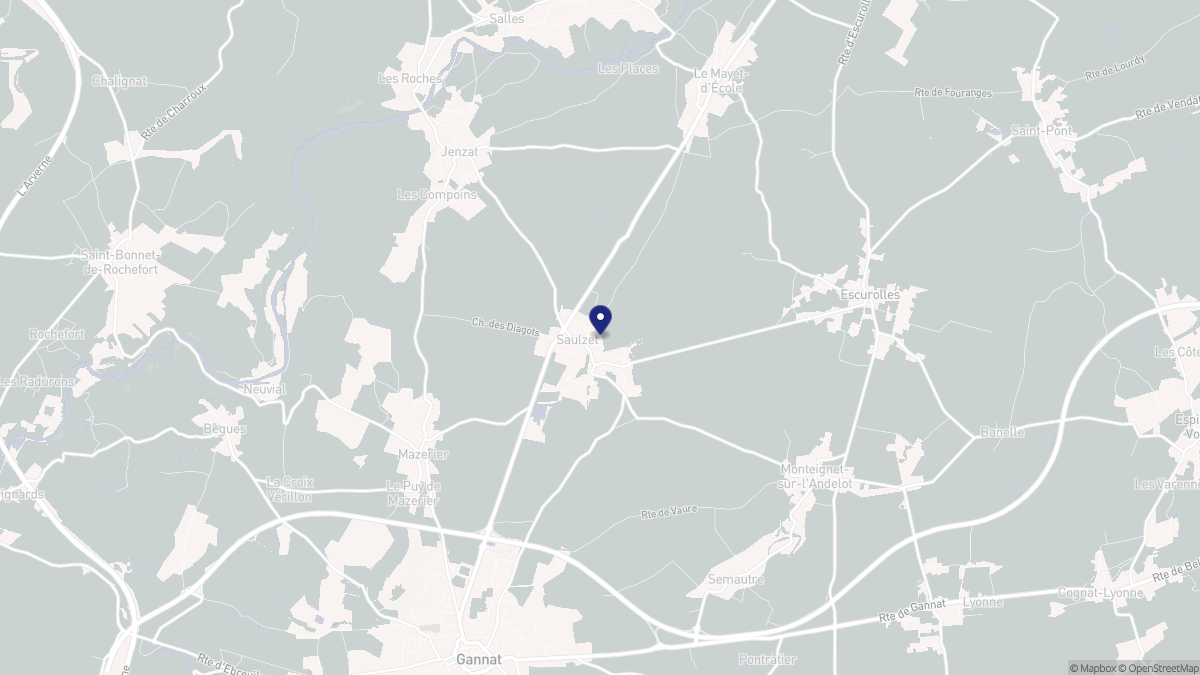 Aperçu cartographique de Saulzet, centré sur la commune