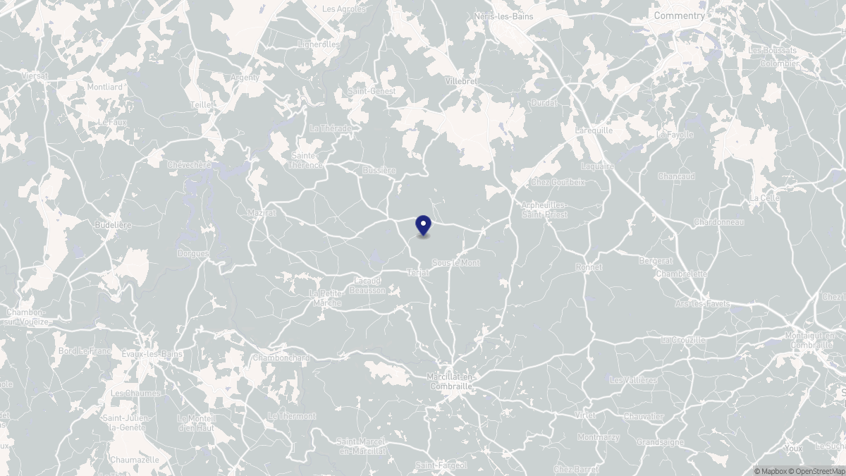 Aperçu cartographique de Terjat, centré sur la commune