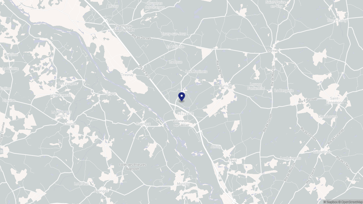 Aperçu cartographique de Villeneuve-sur-Allier, centré sur la commune