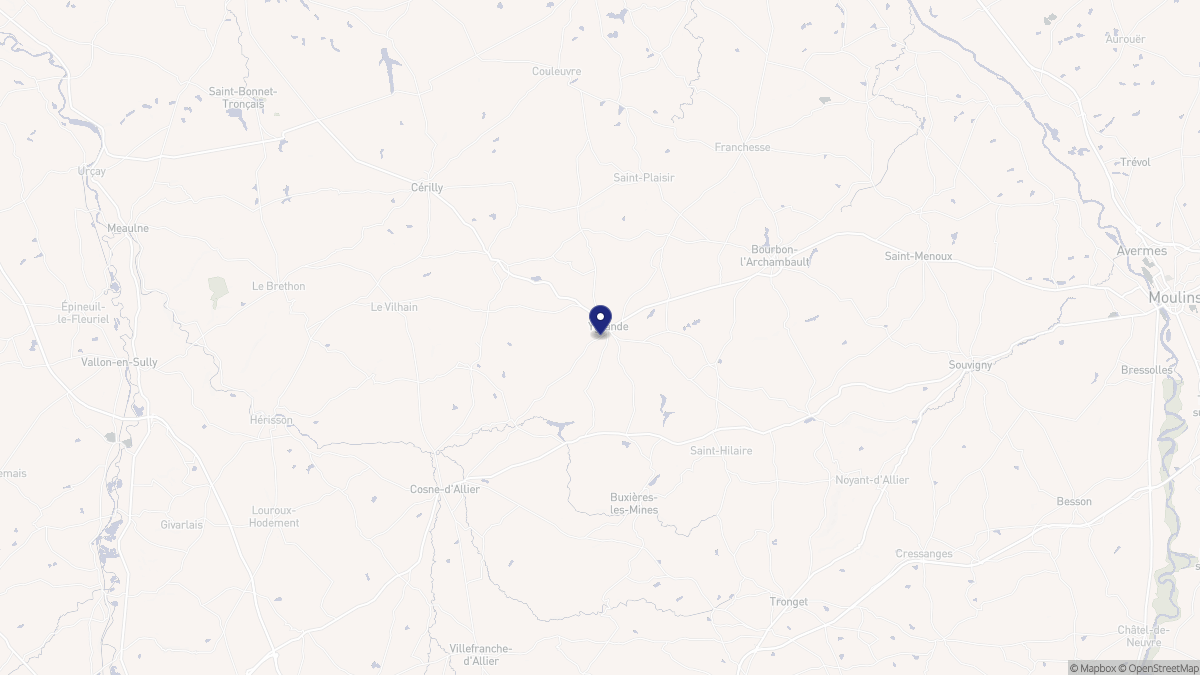 Aperçu cartographique de Ygrande, centré sur la commune