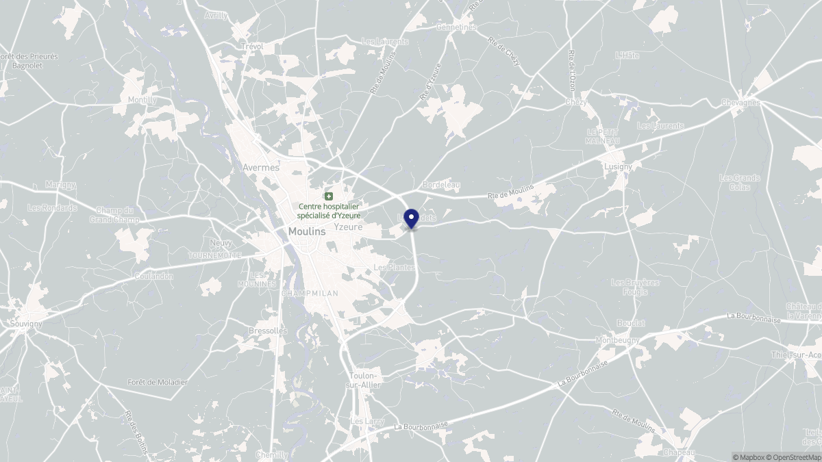Aperçu cartographique de Yzeure, centré sur la commune