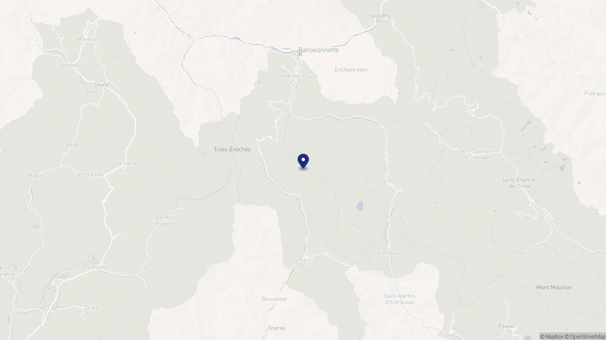 Aperçu cartographique de Allos, centré sur la commune