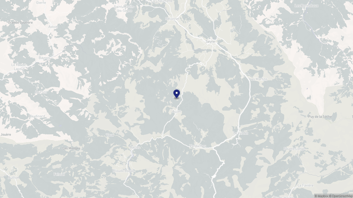 Aperçu cartographique de Auzet, centré sur la commune
