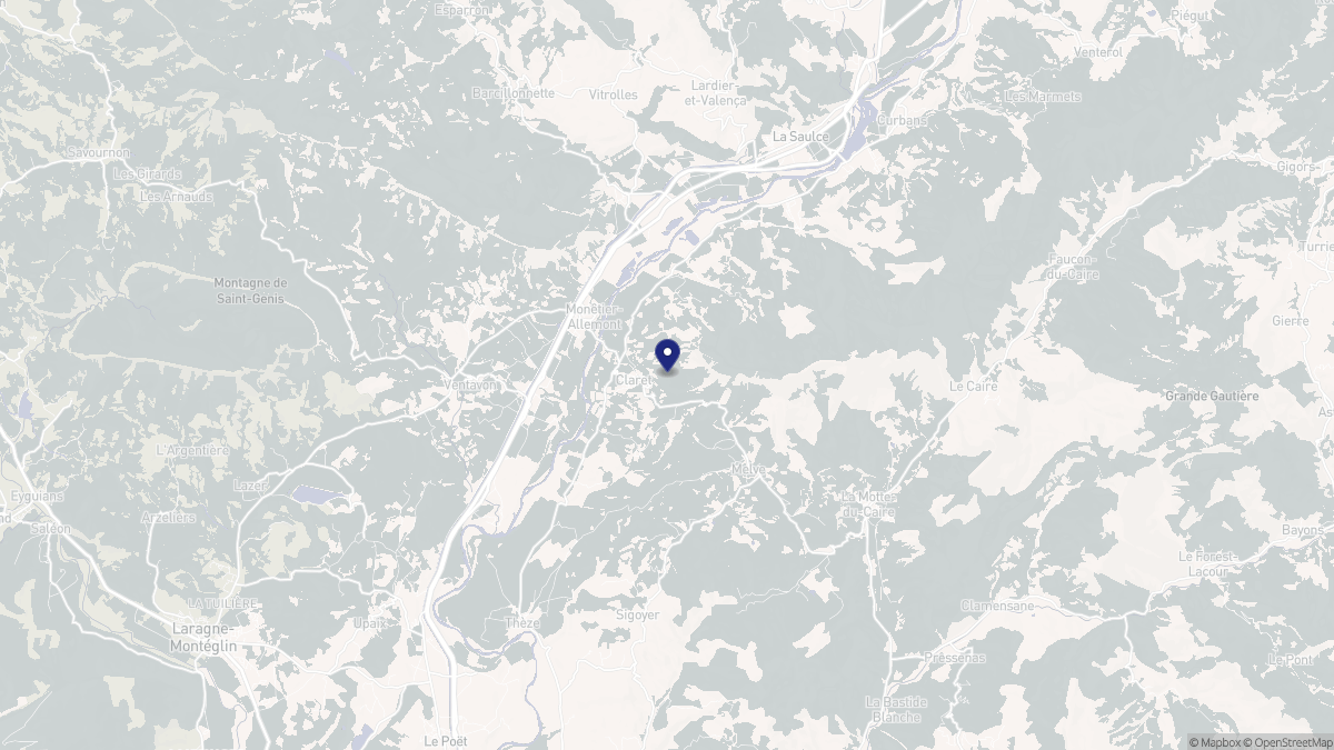 Aperçu cartographique de Claret, centré sur la commune