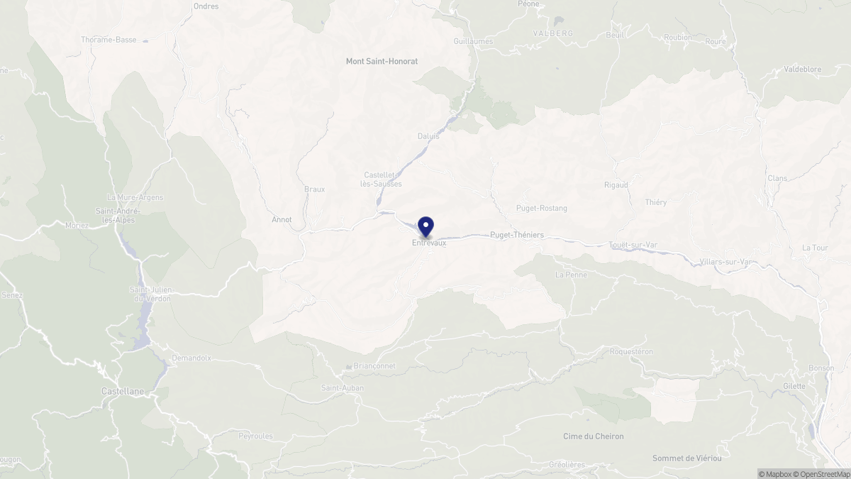 Aperçu cartographique de Entrevaux, centré sur la commune
