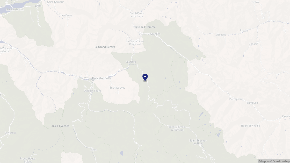 Aperçu cartographique de Jausiers, centré sur la commune