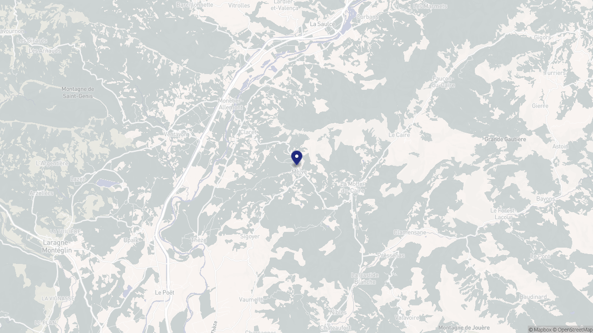 Aperçu cartographique de Melve, centré sur la commune