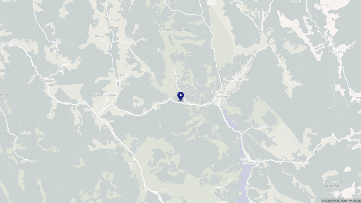 Aperçu cartographique de Moriez, centré sur la commune