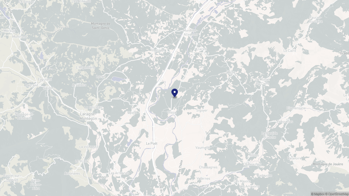 Aperçu cartographique de Thèze, centré sur la commune