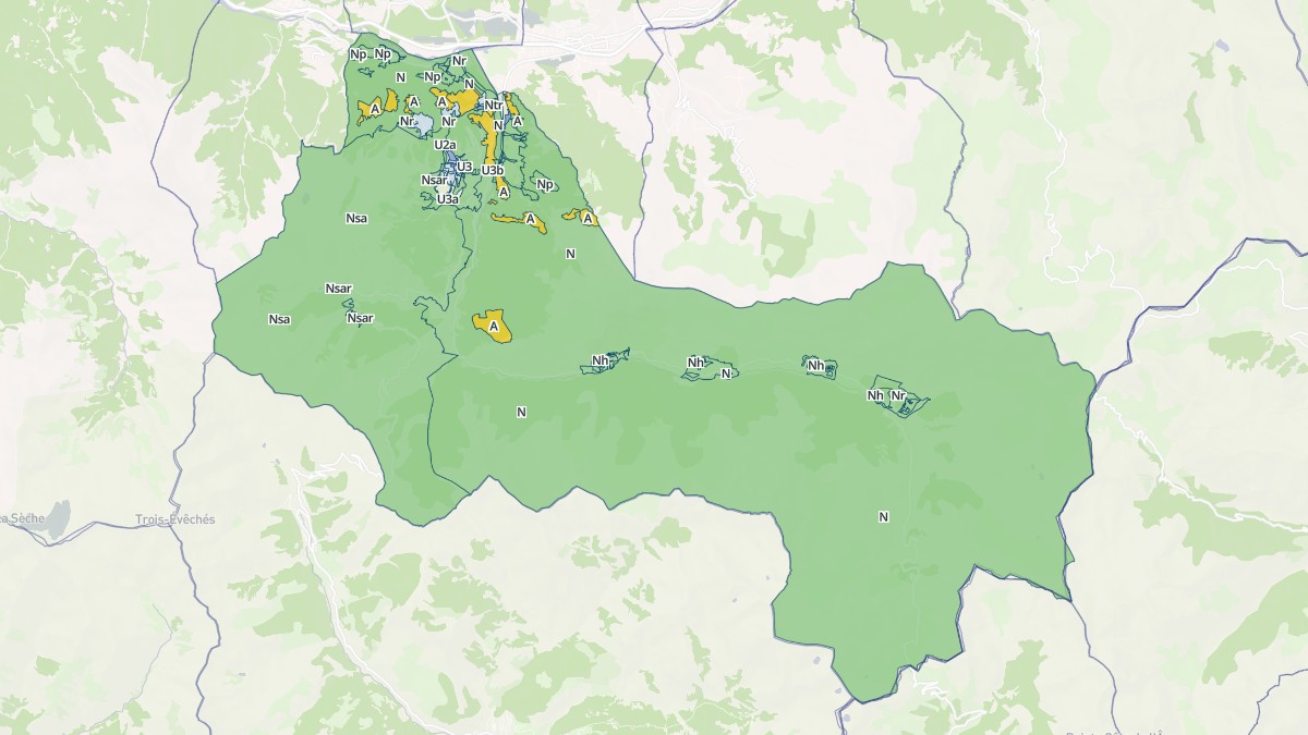 Aperçu cartographique de Uvernet-Fours, centré sur la commune
