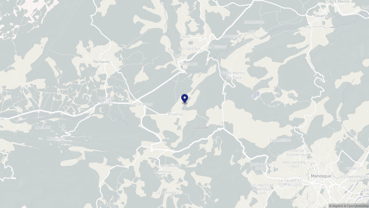 Aperçu cartographique de Villemus, centré sur la commune