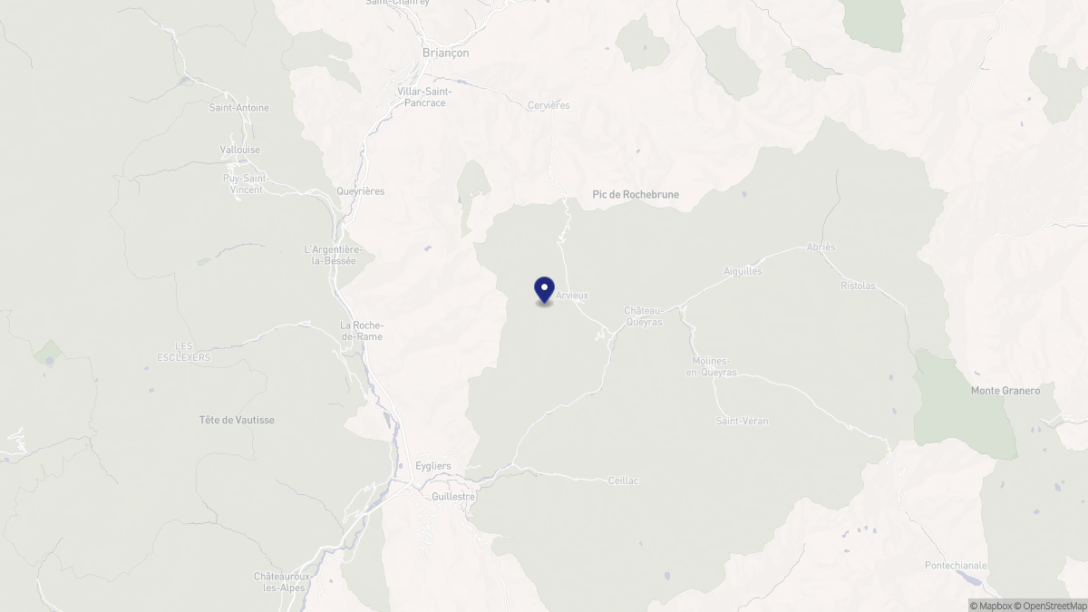 Aperçu cartographique de Arvieux, centré sur la commune