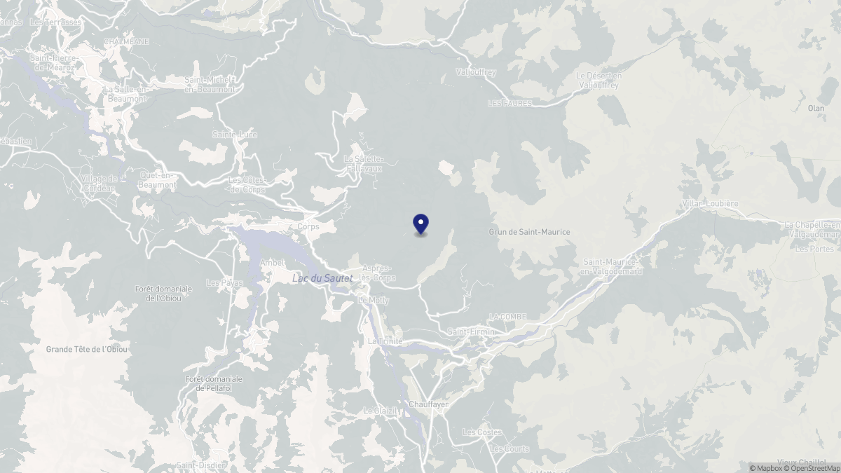 Aperçu cartographique de Aspres-lès-Corps, centré sur la commune