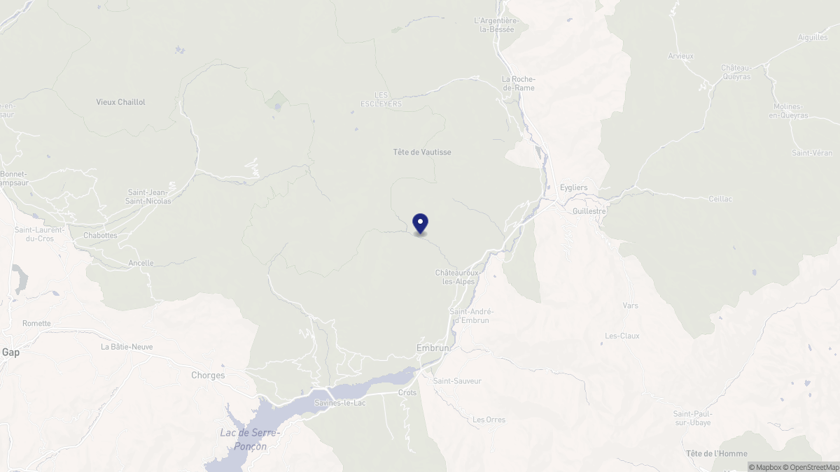 Aperçu cartographique de Châteauroux-les-Alpes, centré sur la commune
