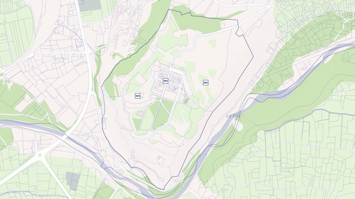 Aperçu cartographique de Mont-Dauphin, centré sur la commune