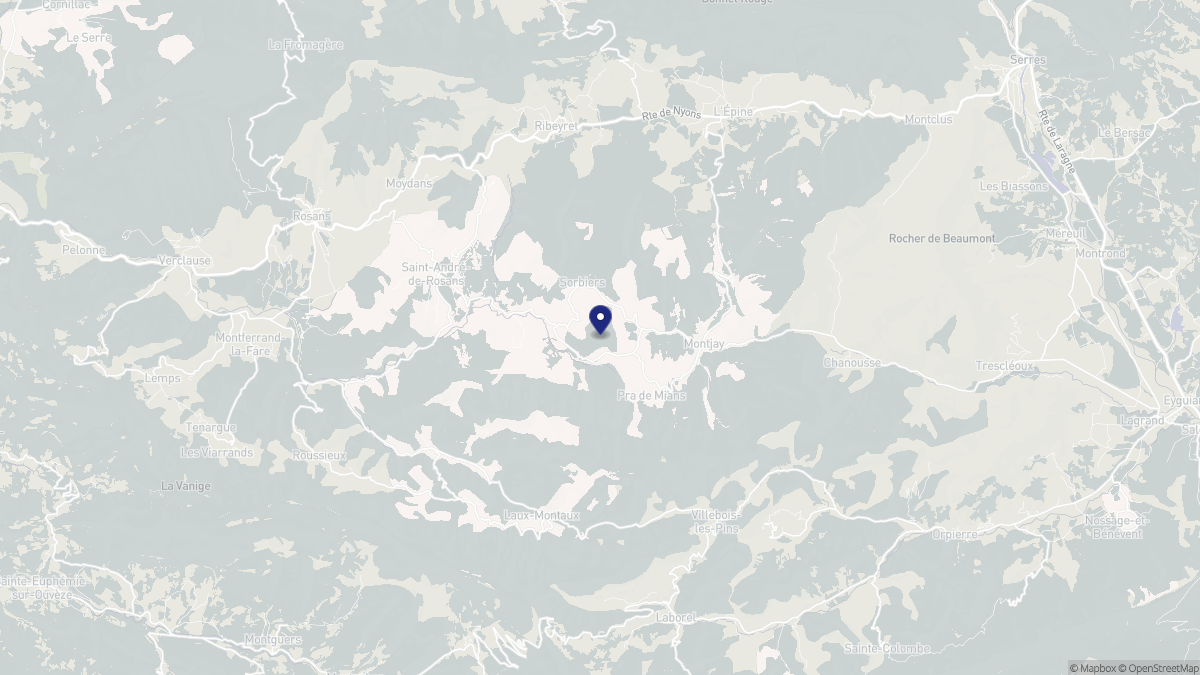 Aperçu cartographique de Sorbiers, centré sur la commune