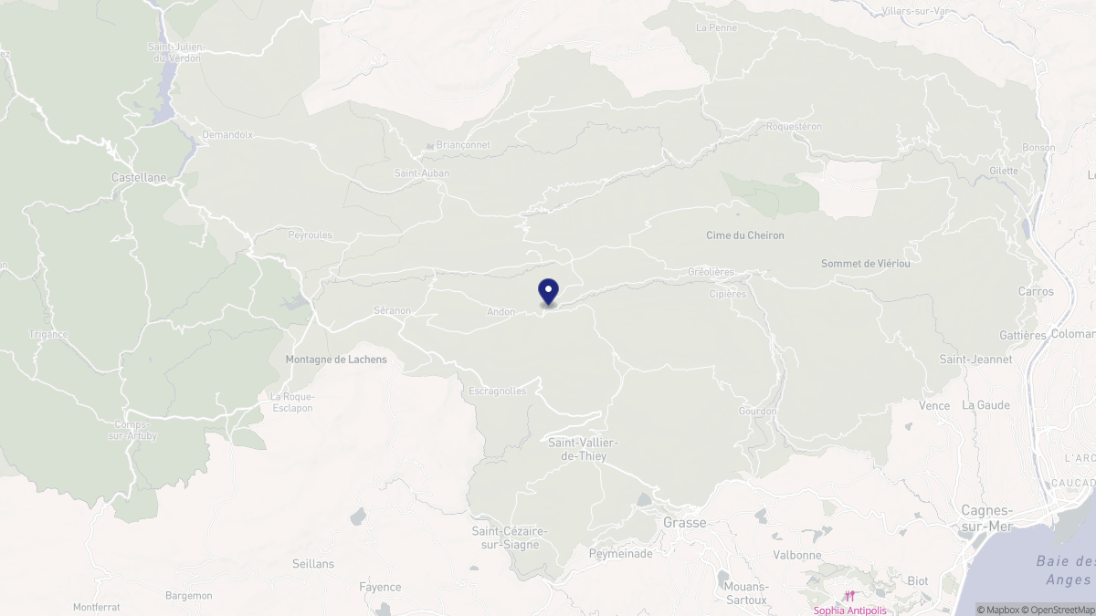 Aperçu cartographique de Andon, centré sur la commune