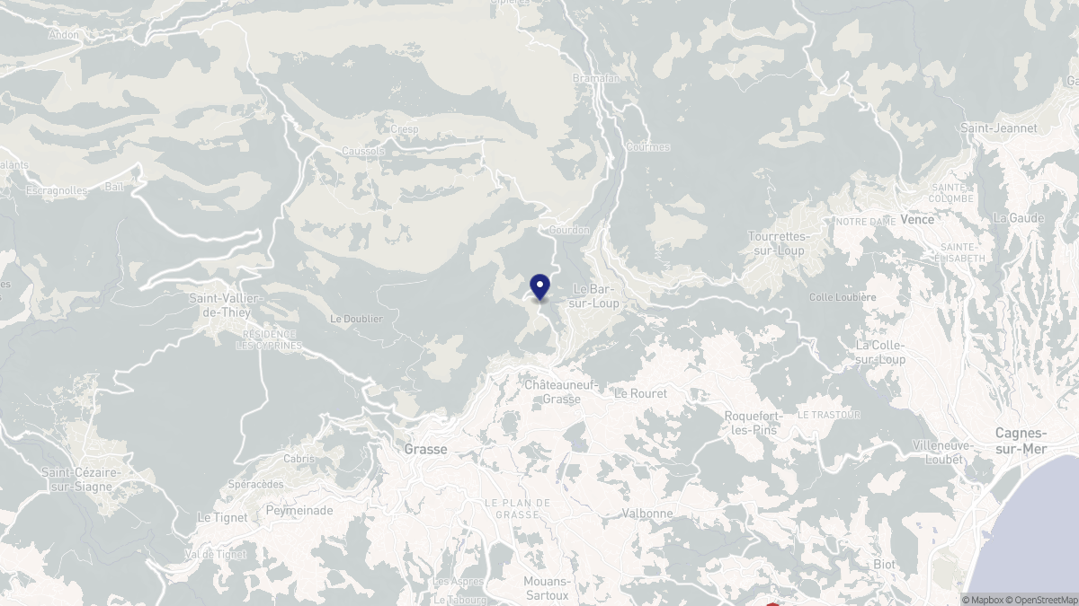 Aperçu cartographique de Le Bar-sur-Loup, centré sur la commune