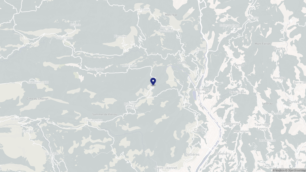 Aperçu cartographique de Bouyon, centré sur la commune