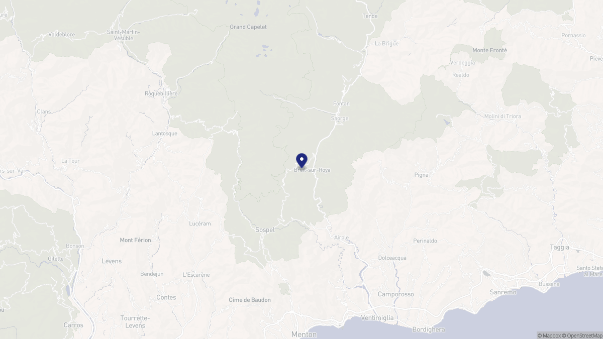 Aperçu cartographique de Breil-sur-Roya, centré sur la commune