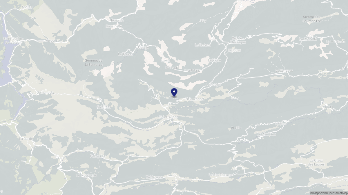 Aperçu cartographique de Briançonnet, centré sur la commune