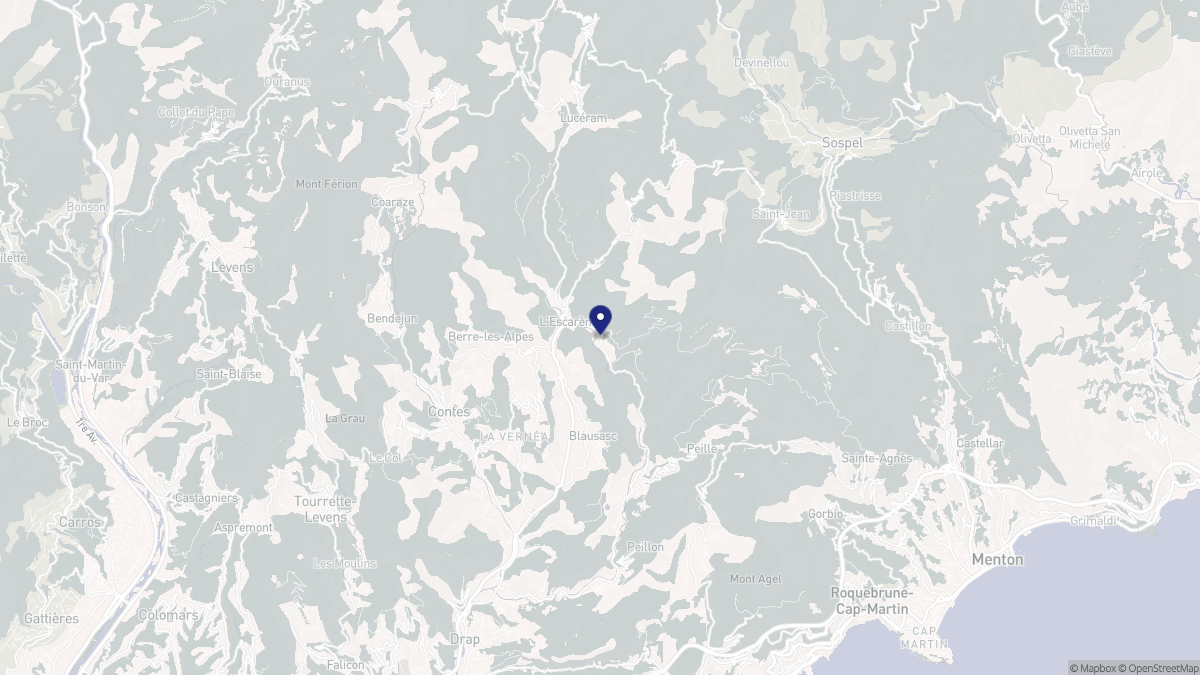 Aperçu cartographique de L'Escarène, centré sur la commune