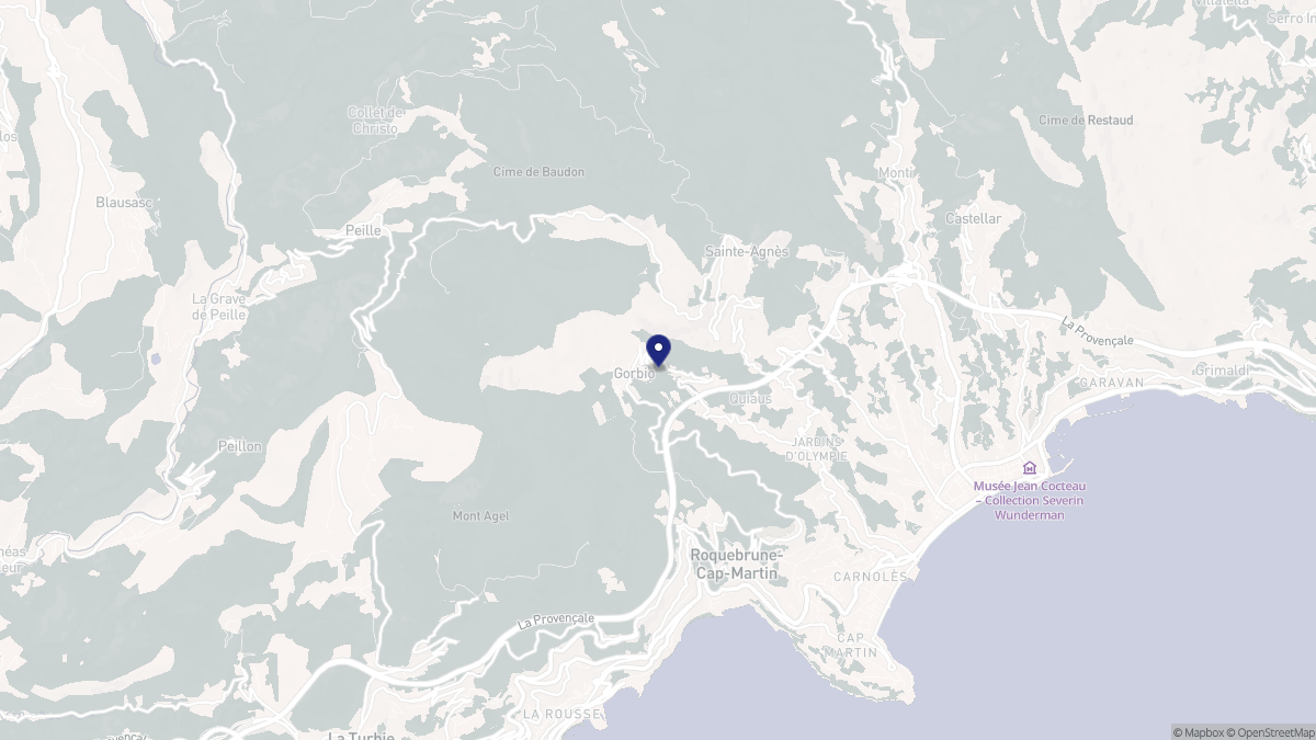 Aperçu cartographique de Gorbio, centré sur la commune