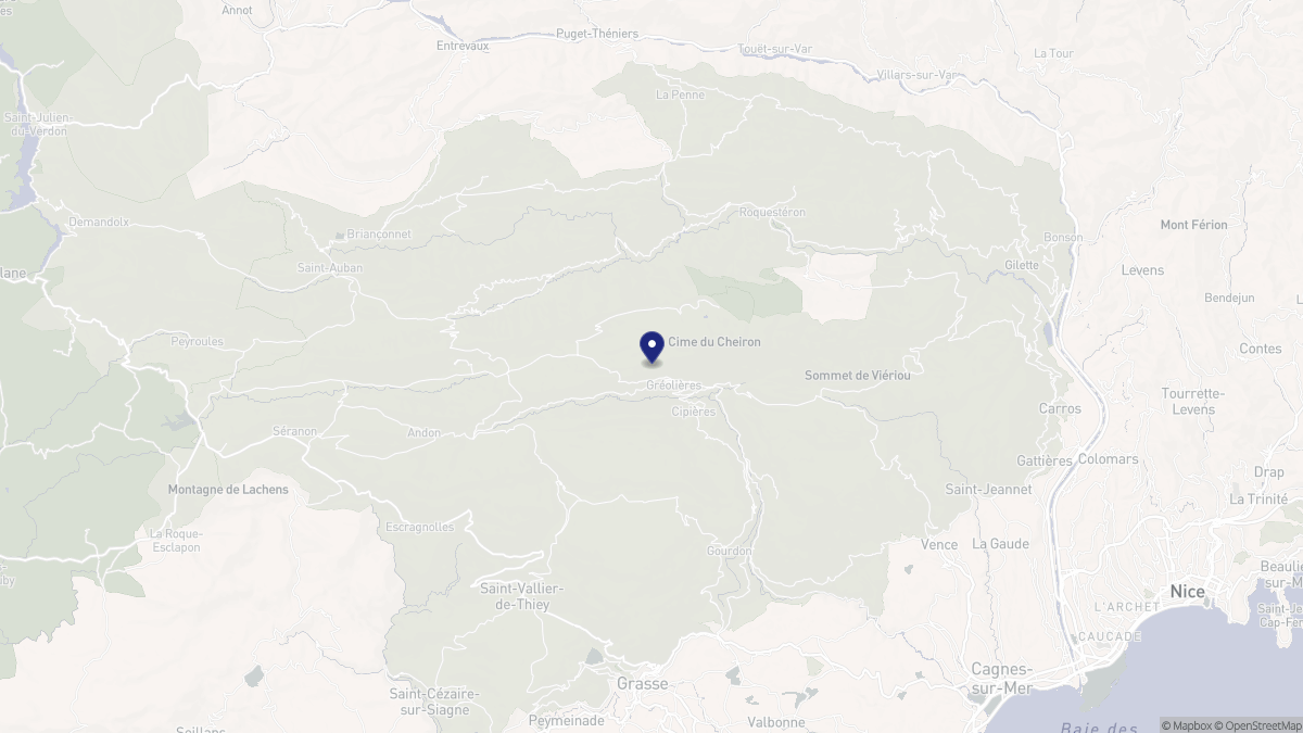 Aperçu cartographique de Gréolières, centré sur la commune