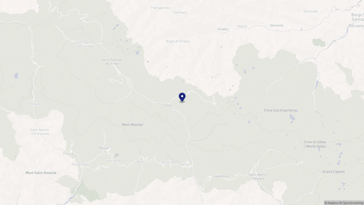 Aperçu cartographique de Isola, centré sur la commune