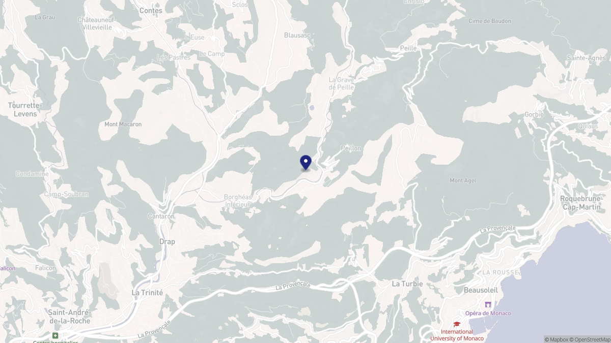 Aperçu cartographique de Peillon, centré sur la commune