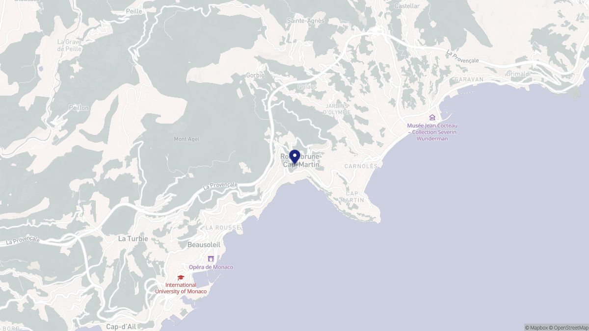 Aperçu cartographique de Roquebrune-Cap-Martin, centré sur la commune