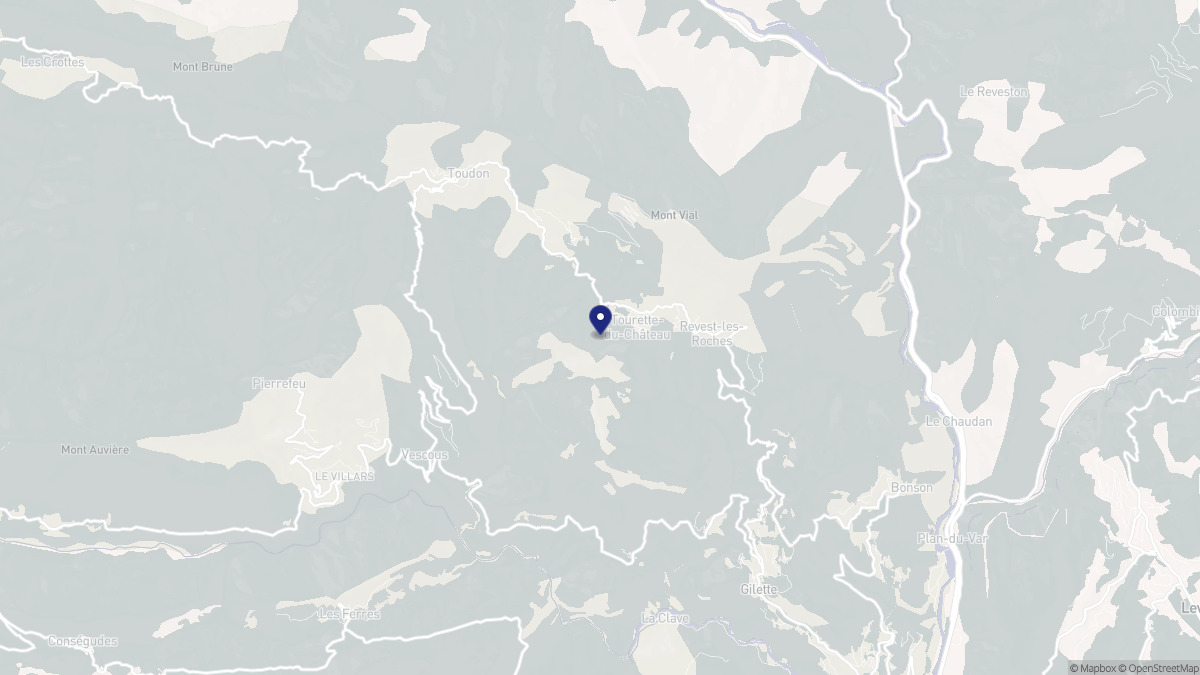 Aperçu cartographique de Tourette-du-Château, centré sur la commune