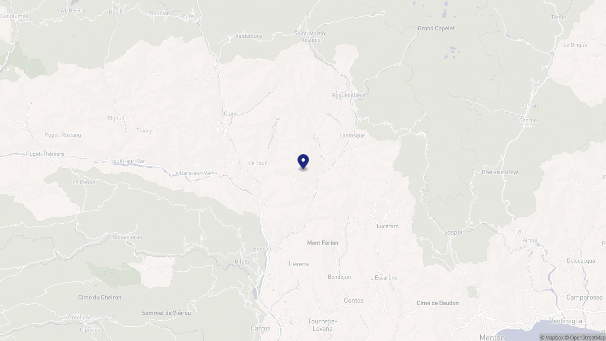 Aperçu cartographique de Utelle, centré sur la commune