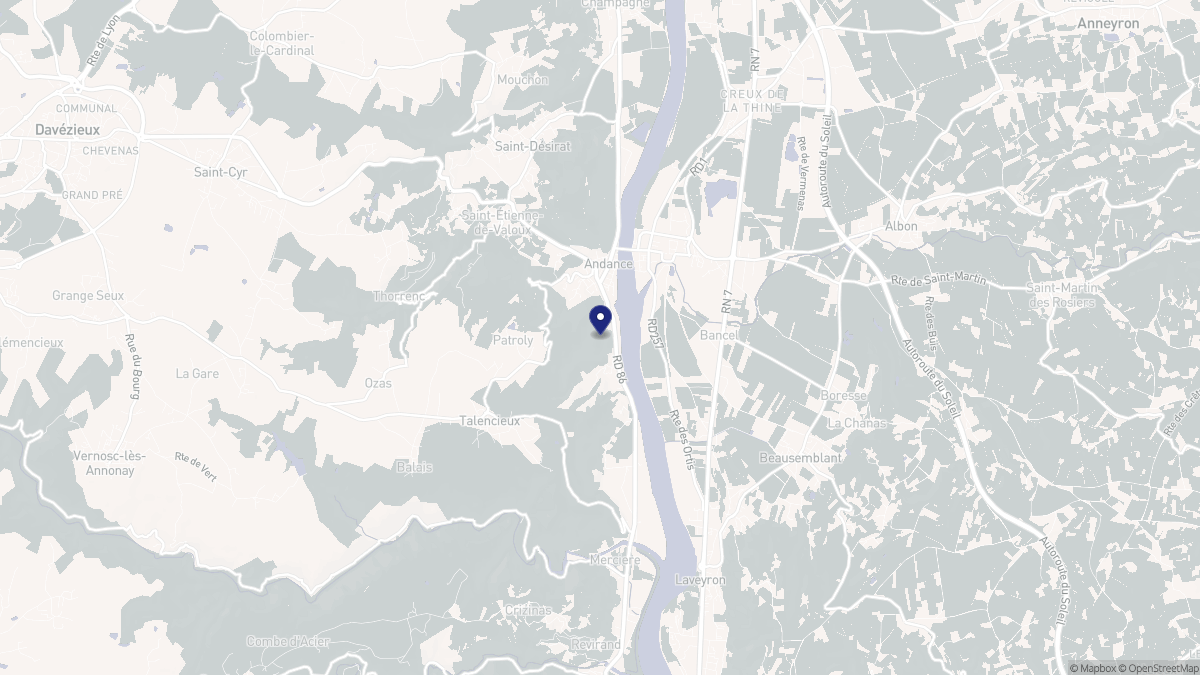 Aperçu cartographique de Andance, centré sur la commune