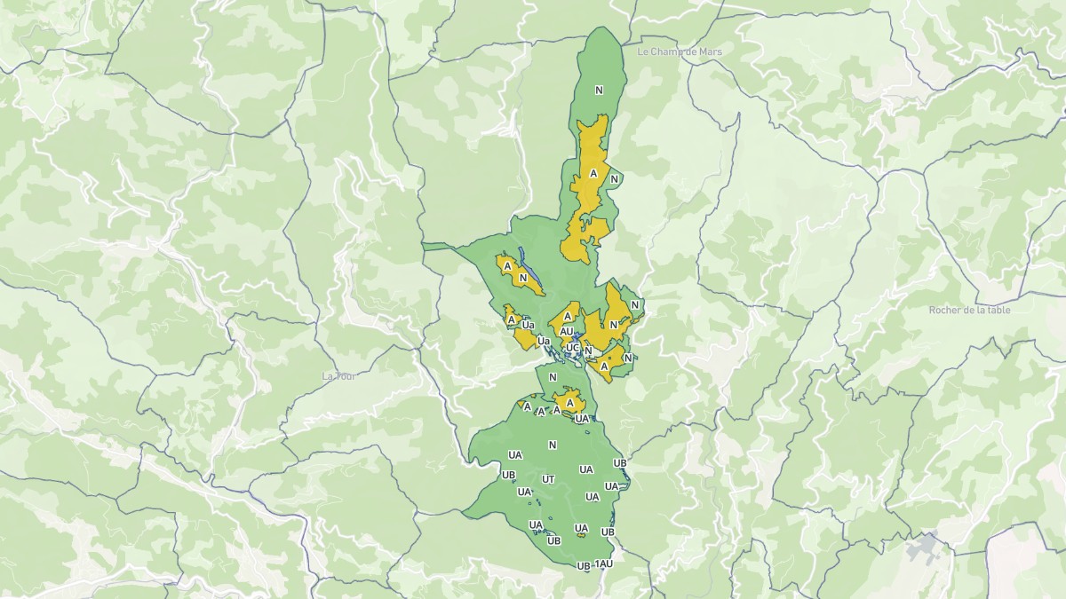 Aperçu cartographique de Vallées-d'Antraigues-Asperjoc, centré sur la commune