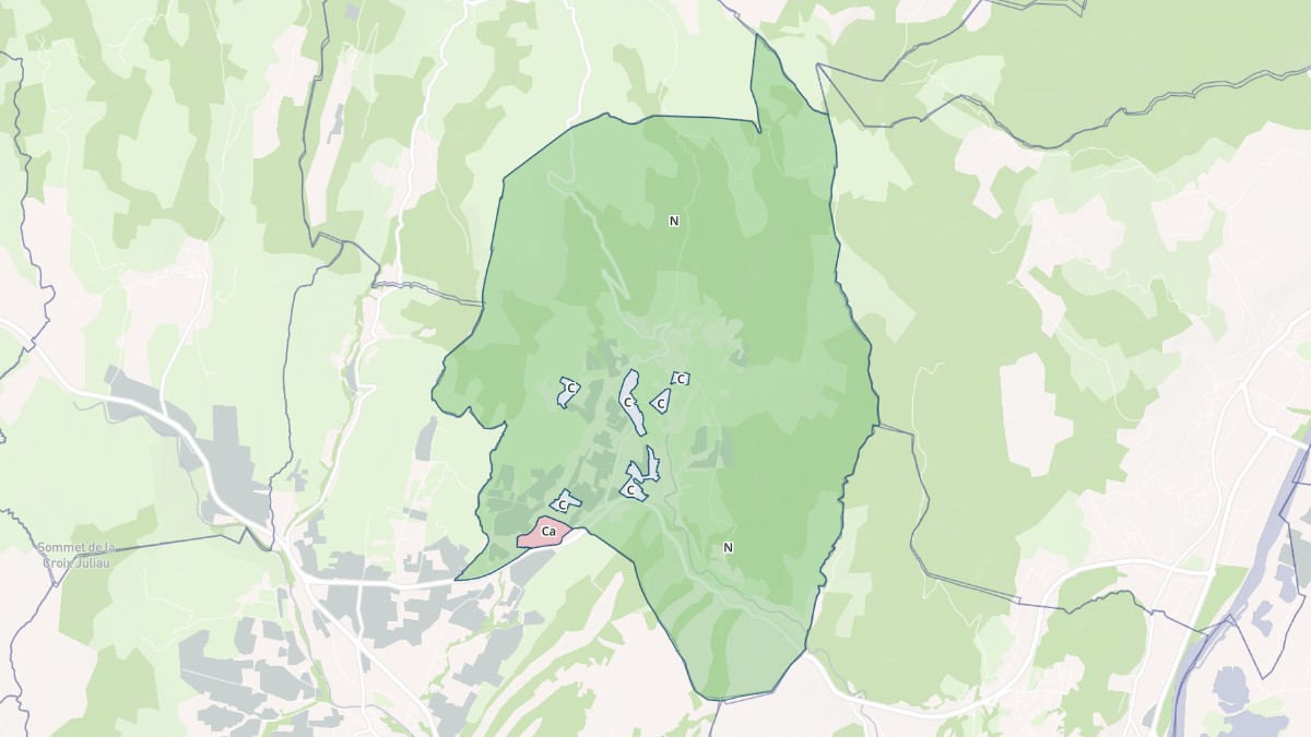 Aperçu cartographique de Aubignas, centré sur la commune