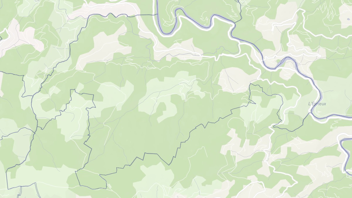 Aperçu cartographique de Beauvène, centré sur la commune