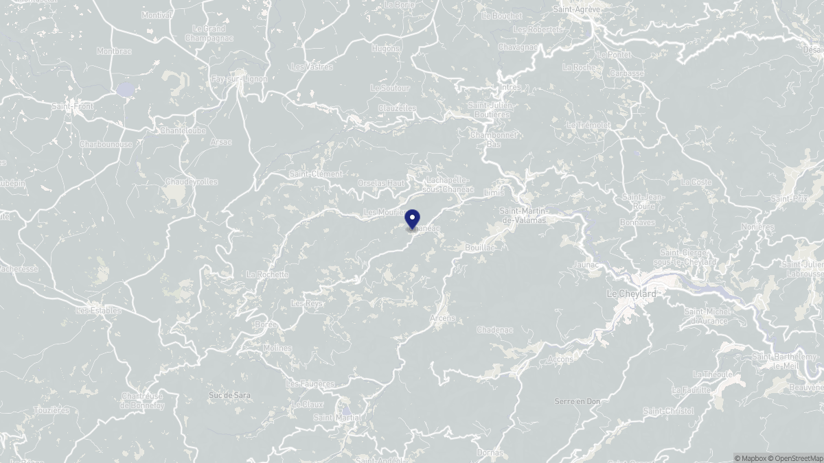 Aperçu cartographique de Chanéac, centré sur la commune